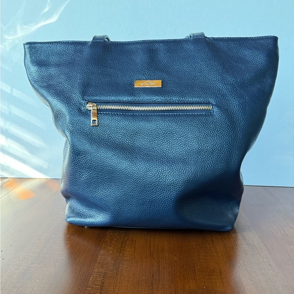 Onna Ehrlich Carrie Tote Handbag Navy Leather NEW - Picture 1 of 7